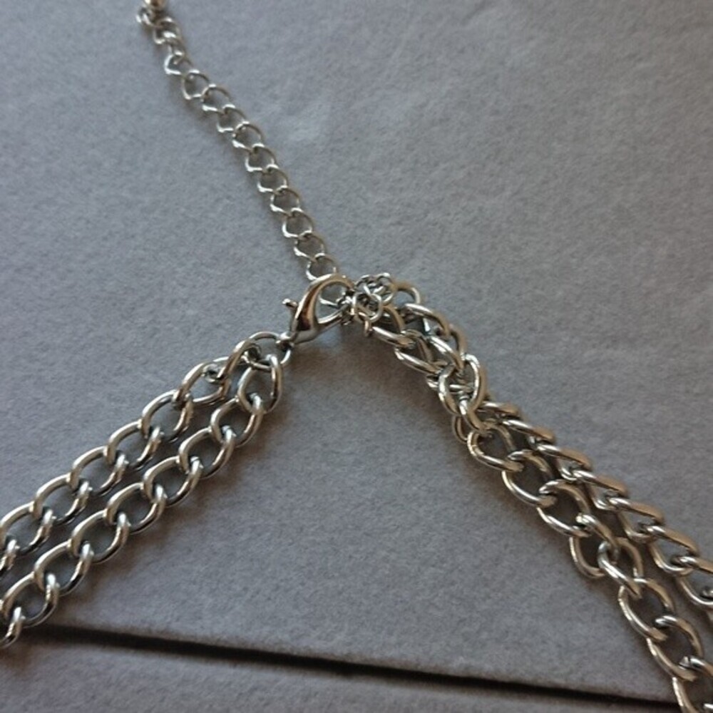 Yellow Rhinestone & Chains Statement Choker Neckl… - image 5